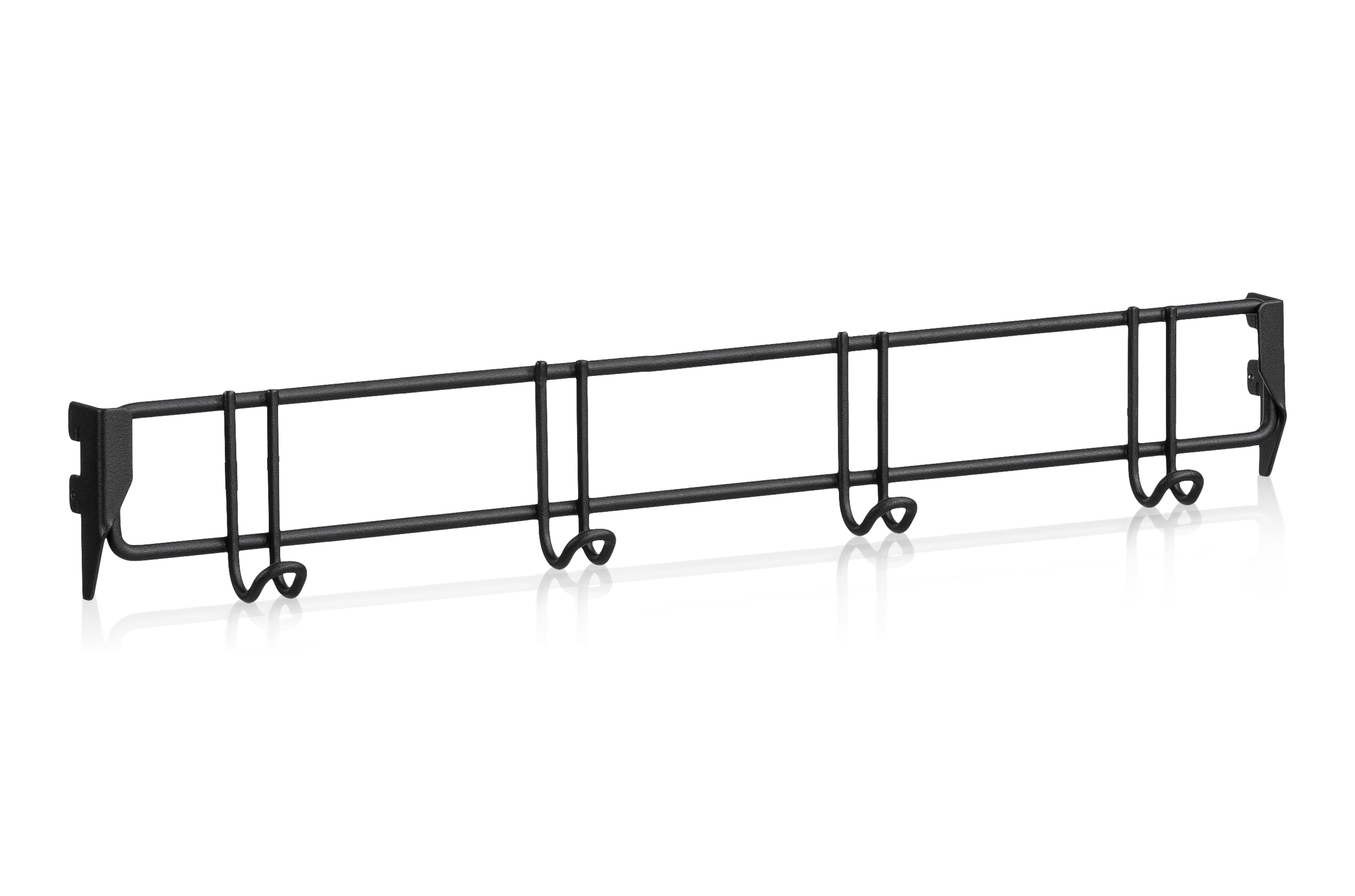 Klädkroklist 600 mm 4 Krokar Svart